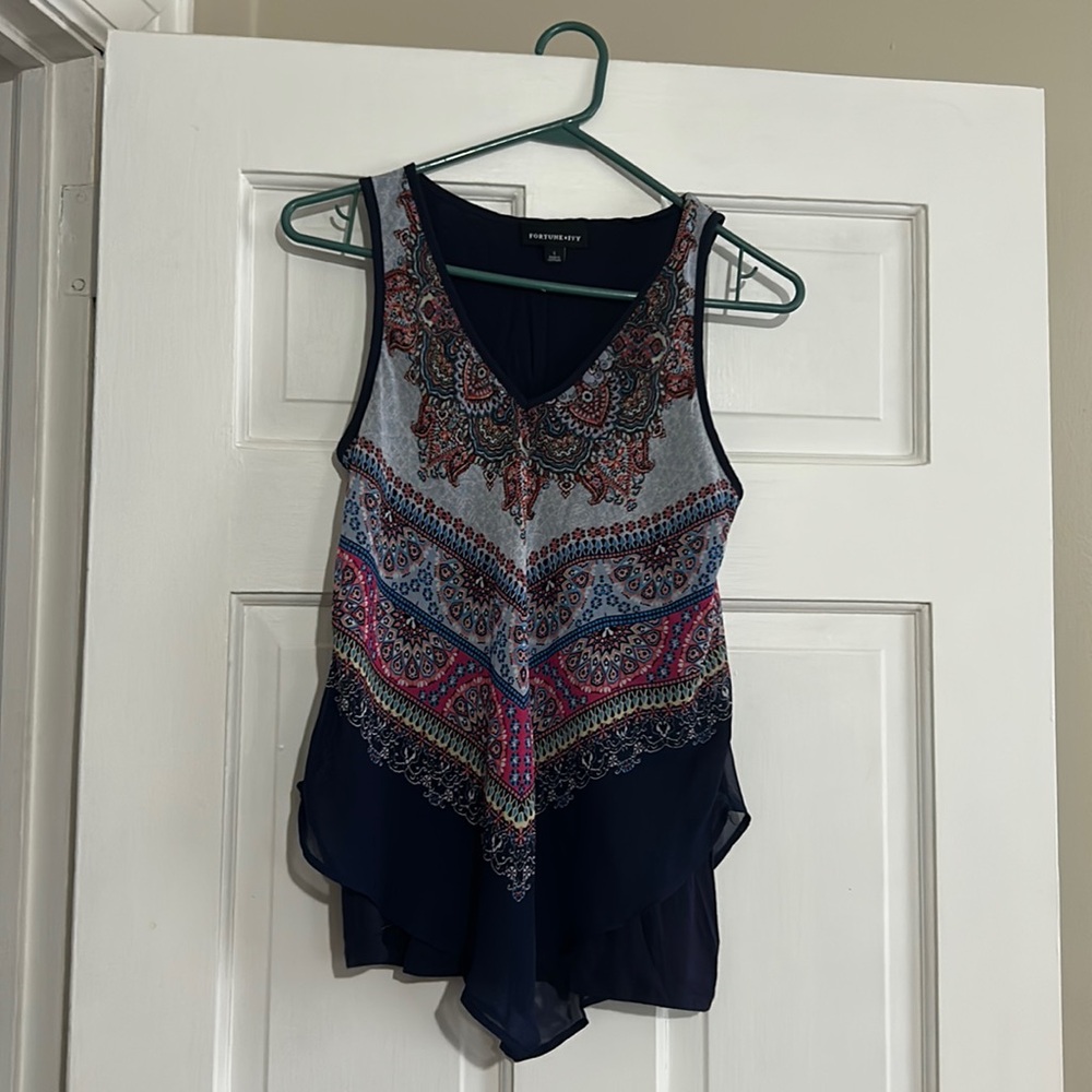 Navy blue sleeveless hippy top